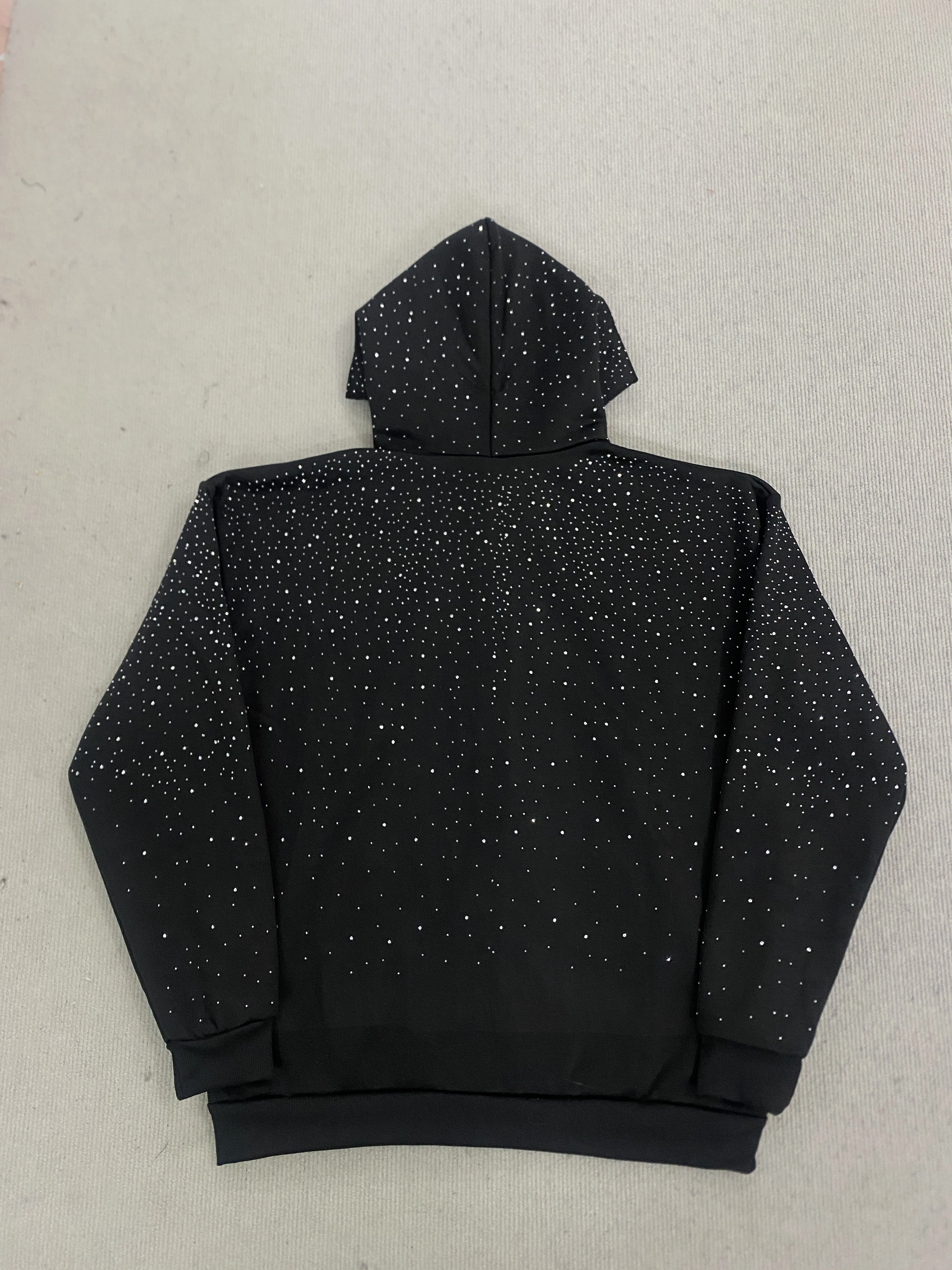 Sweat à capuche gothique tendance INS orné de strass, couleur unie, coupe ample, unisexe, pour autom