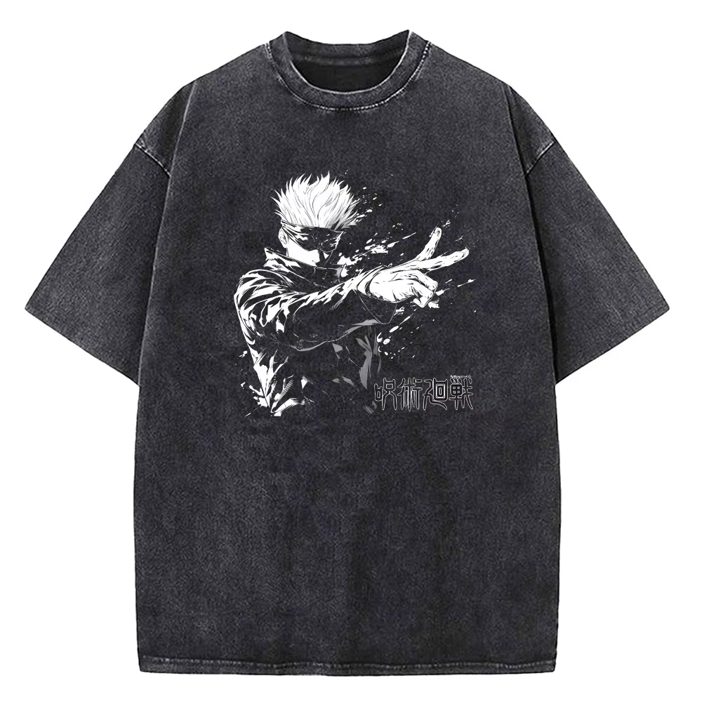 Gojo Satoru Jujutsu Kaisen T-shirt hommes femmes T-shirt Vintage lavé coton T-shirt vêtements été à 