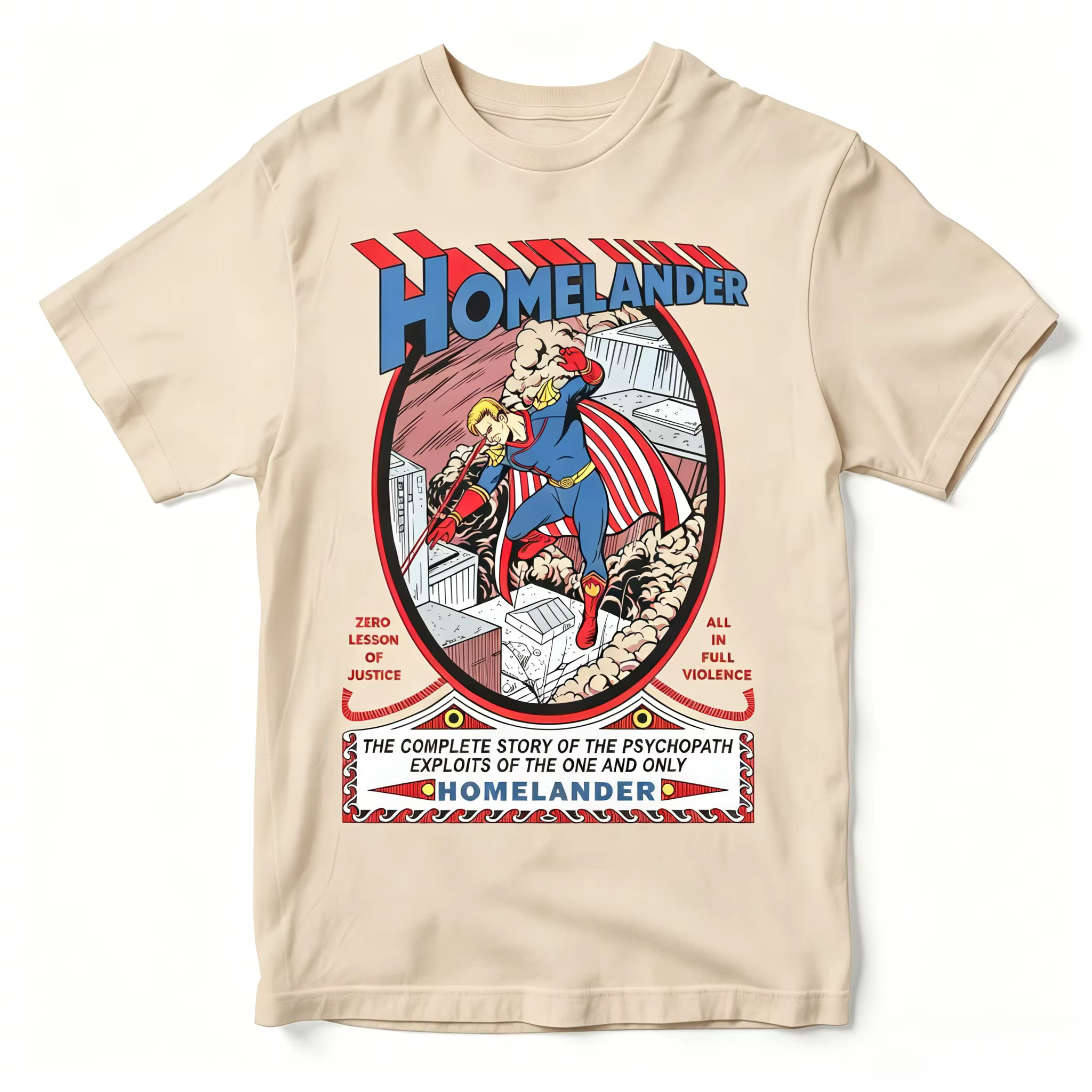 T-shirt rétro Homelander The Boys Villain en coton, style Y2K, streetwear oversize pour hommes et fe