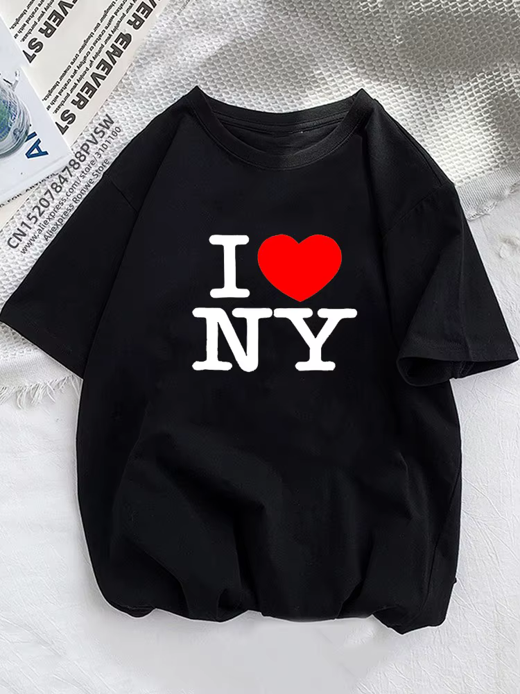 T-shirt graphique I Love NY New York pour femme, noir, rose, rouge, Y2K, Harajuku, vêtements amusant
