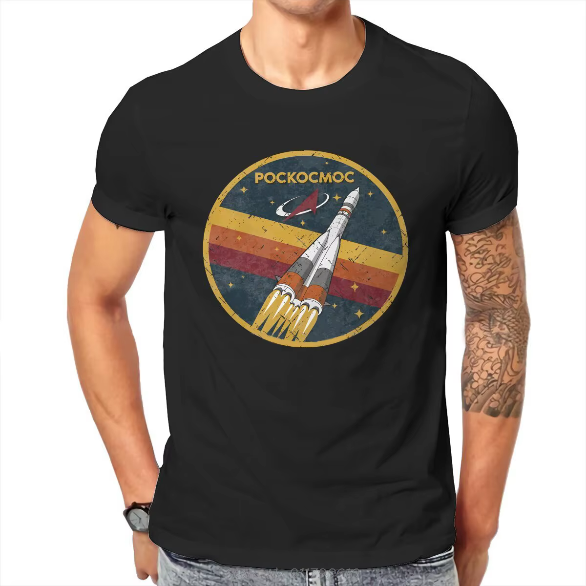 Roscosmos Vintage emblème plus récent T-shirt russe urss CCCP hommes Harajuku pur couverture en coto
