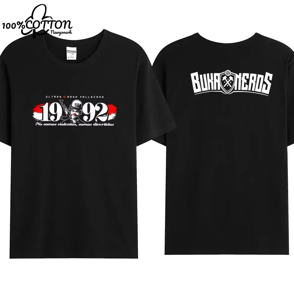 LE 2024 Vente chaude d'été T-shirt noir double face tendance pour hommes Bukaneros Vallecanos