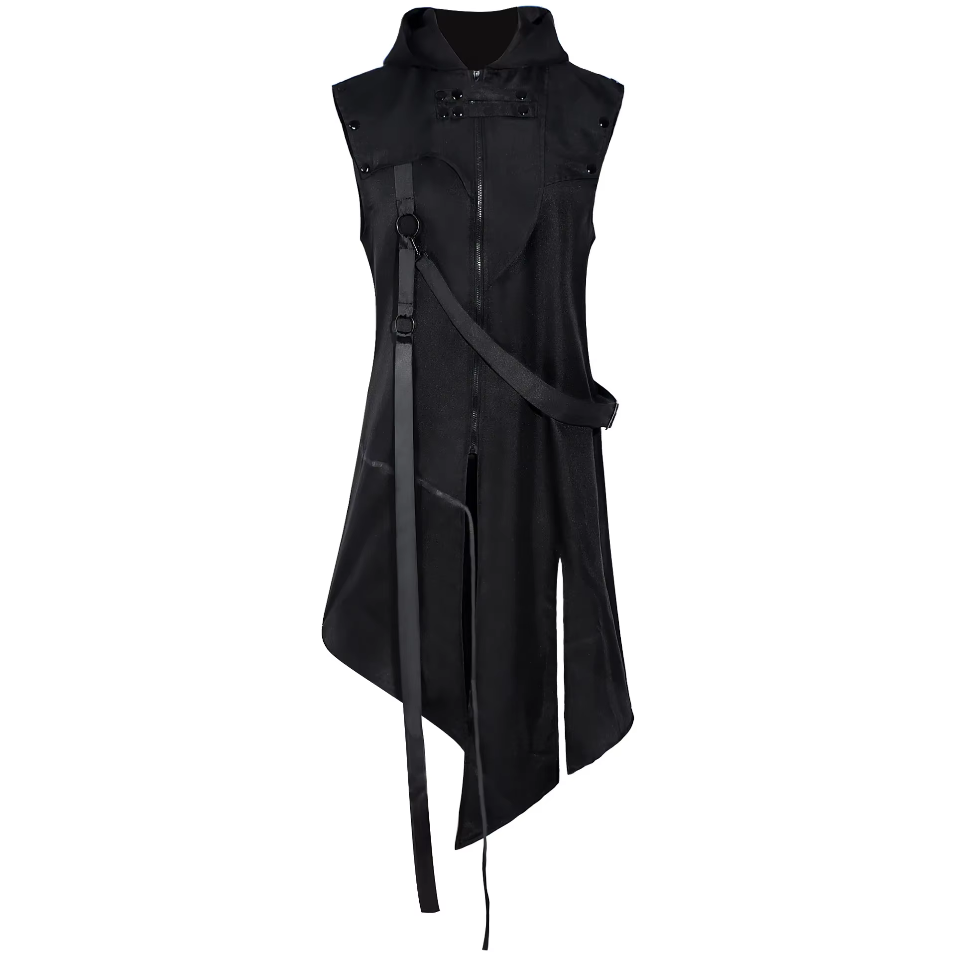 Sweat-shirt à capuche pour hommes, Trench-Coat Hip Hop noir, sans manches, cape à capuche, Design ir