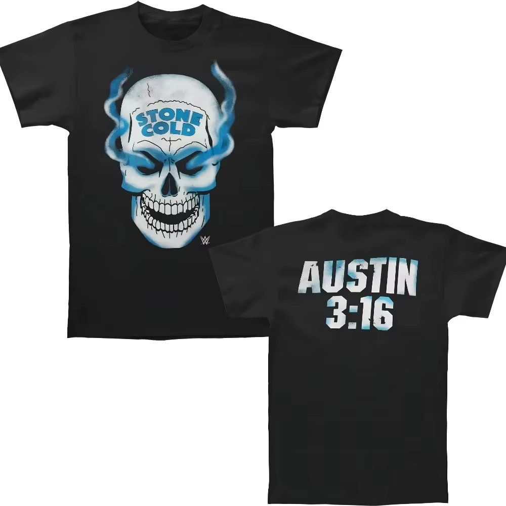 T-shirt en coton à manches courtes pour hommes et femmes, motif tête de mort Stone Cold Steve Austin