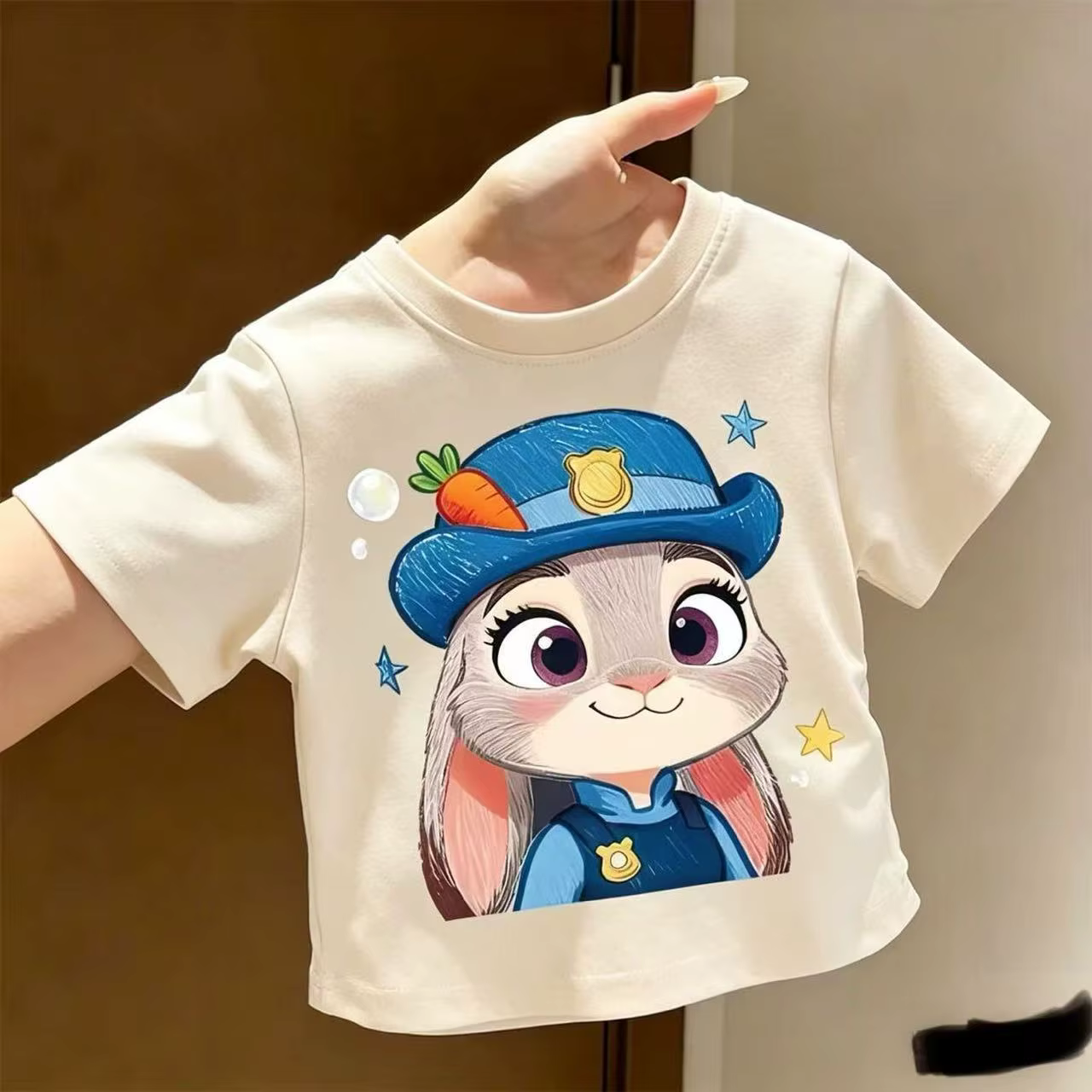 Zootopia Judy Hopps T-shirt pour enfants avec imprimé lapin de dessin animé mignon à manches courtes