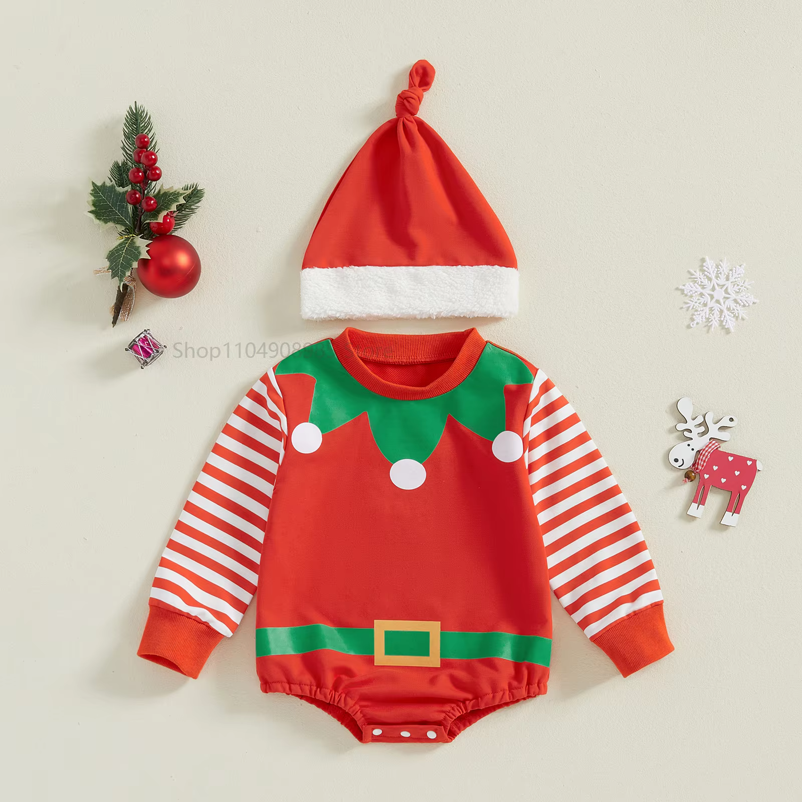 Tenue de noël pour nourrissons et tout-petits, avec chapeau, barboteuse pour bébé, vêtements de fête