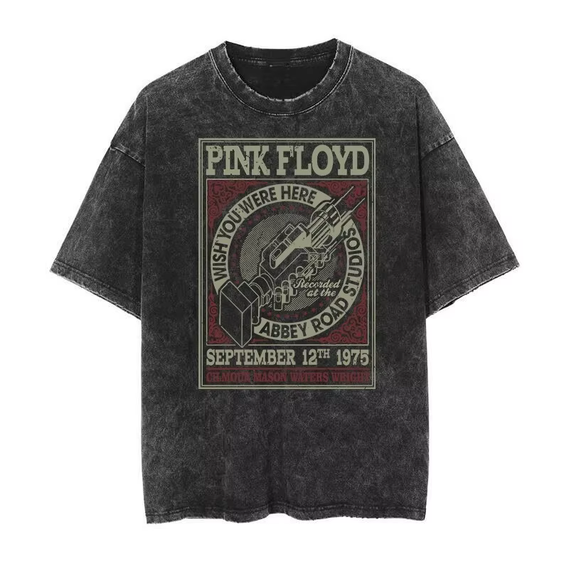 T-shirt graphique pour homme Floyd Rock Rose délavé effet vieilli, Nouvelle Arrivée, Vêtements pour 