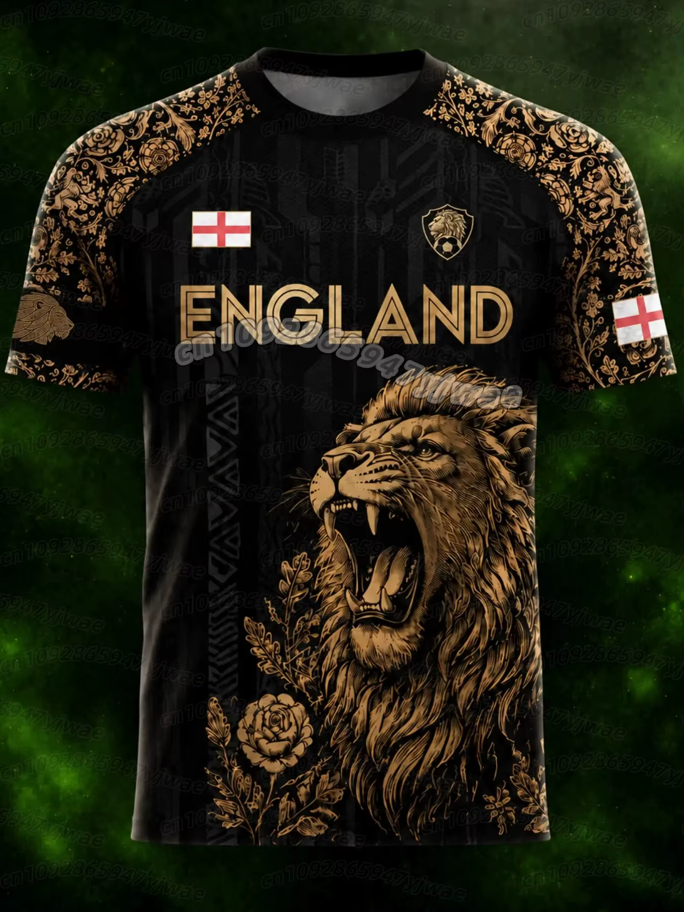 T-shirt imprimé drapeau national anglais pour hommes, motif d'aigle 3D amusant, manches courtes, pou