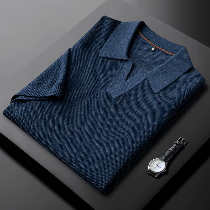 Ensembles d'été en lin et lyocell Minglu pour hommes, polos à manches courtes à col en V, vêtements 