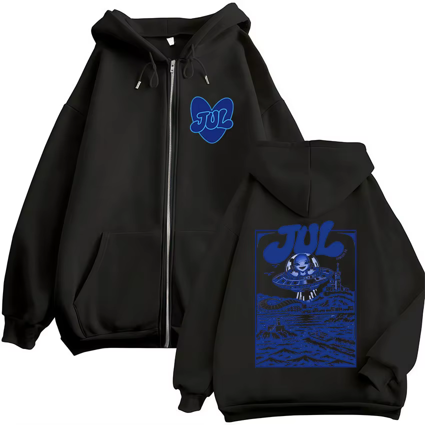 Sweat-shirts à capuche zippés JUL pour hommes et femmes, mode Hip Hop rétro, manches longues, vestes