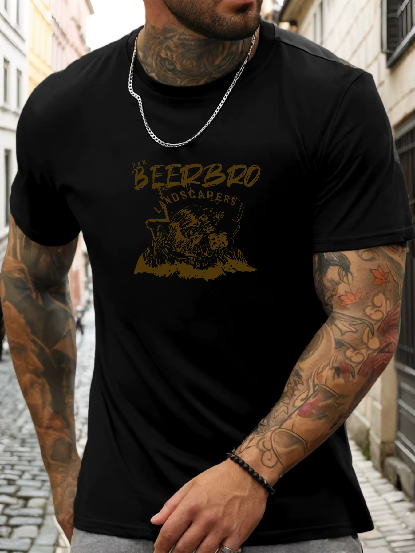 T-shirt à manches courtes beerbro chemise imprimée à motif 100 % coton pour hommes été col rond resp