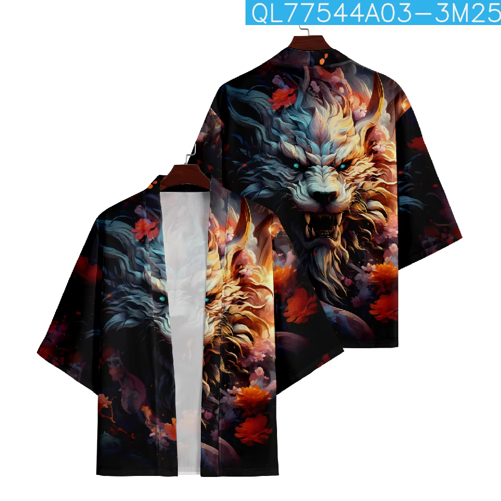 Vêtements de rue samouraï, vêtements asiatiques, Style japonais, imprimé de dessin animé, Kimono tra