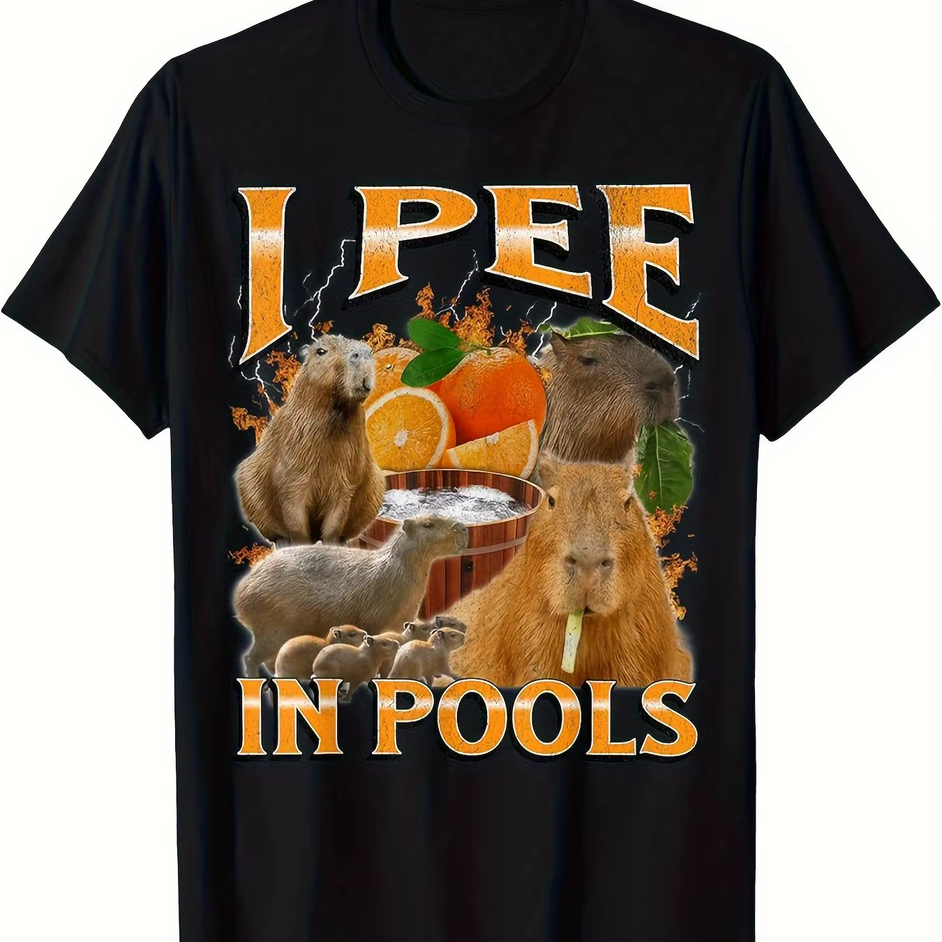 T-shirt Kabibala Meme "I Pee in The Pond" pour hommes, noir, rétro, décontracté, manches courtes, co