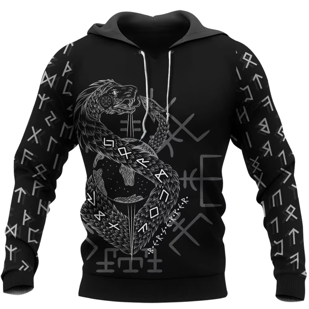 Sweat à capuche pour hommes, impression 3D, nouvelle mythologie Viking, Style Vintage, hauts surdime