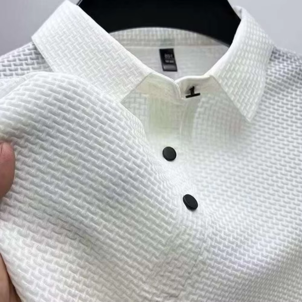Nouveau Polo Homme 2025 – Style Décontracté, Col Boutonné, Couleur Unie, Chemise Vintage pour Homme,