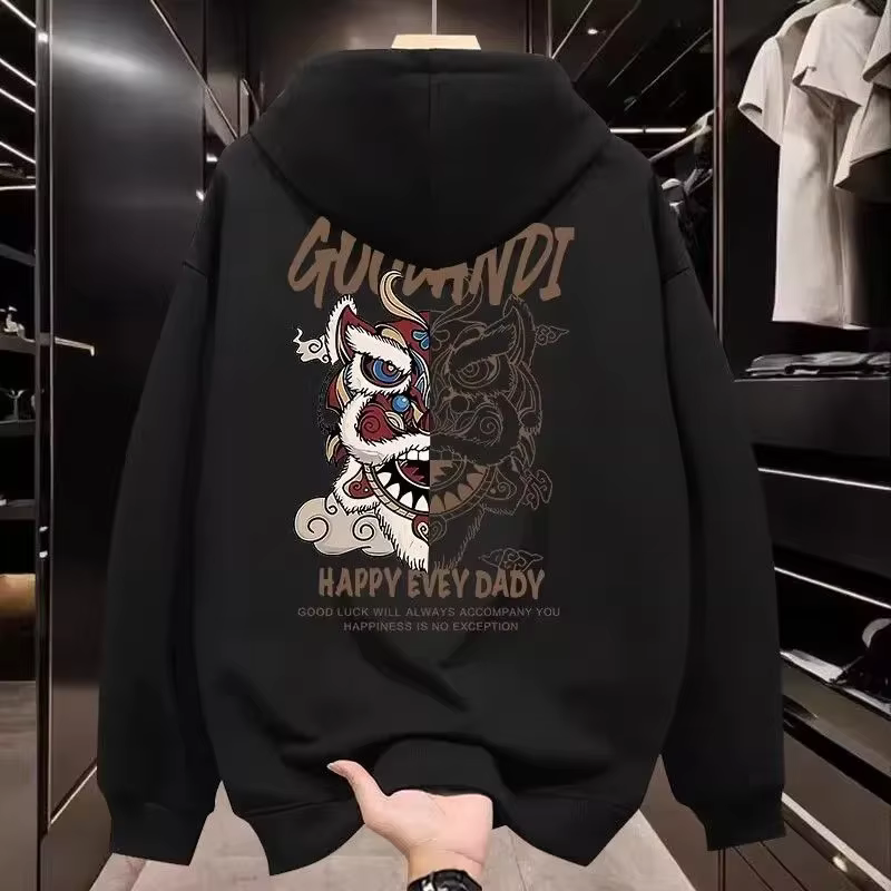 Trendy Brand Hooded Sweatshirt Men 2025 New Autumn Loose Chinese Style Hooded Hoodie Top Coat