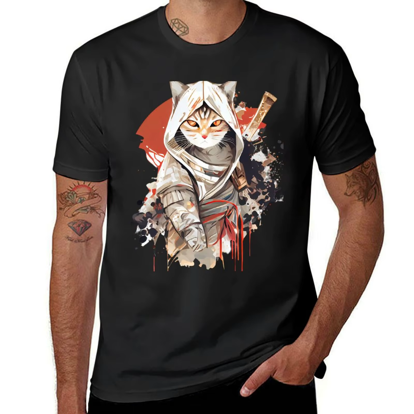 T-shirt en coton assassins creed pour hommes, vêtements esthétiques, médicaments d'été, chat