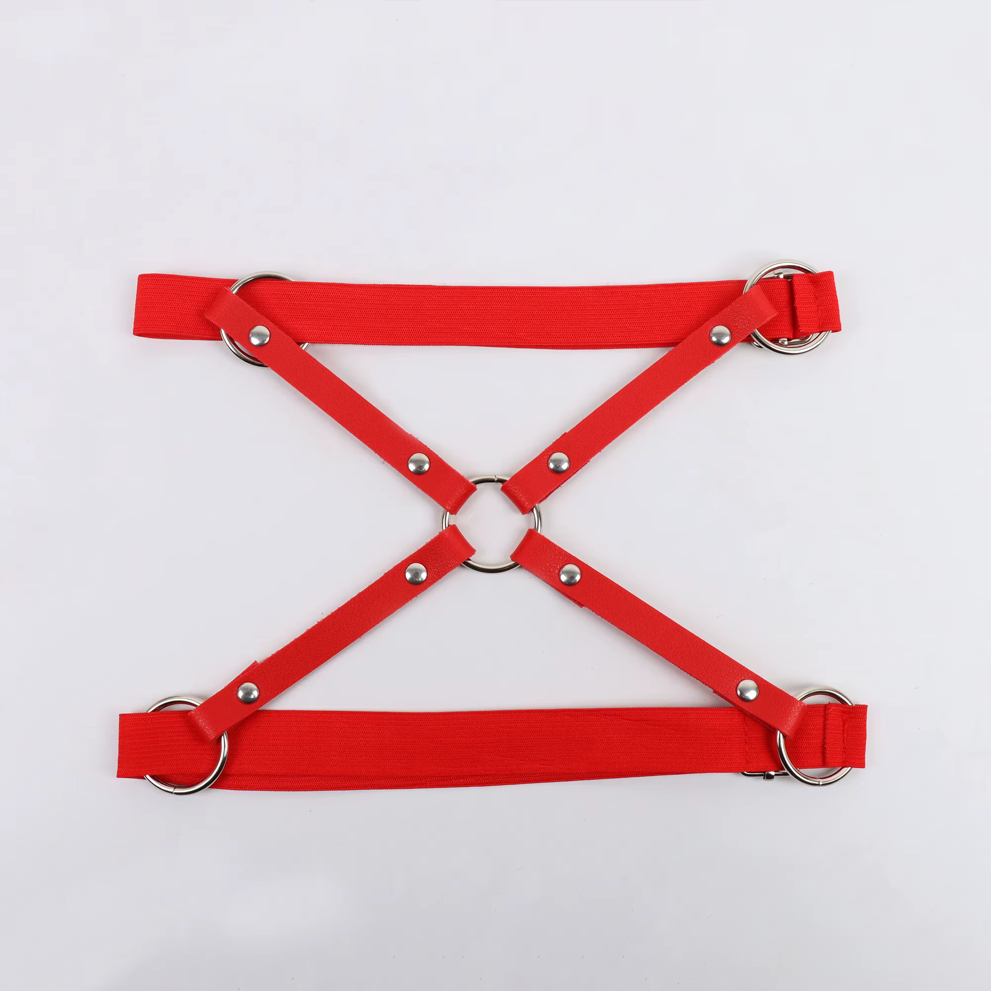Ceinture en cuir élastique en forme de X pour femmes et filles, anneau rond Rock Sexy, accessoires d