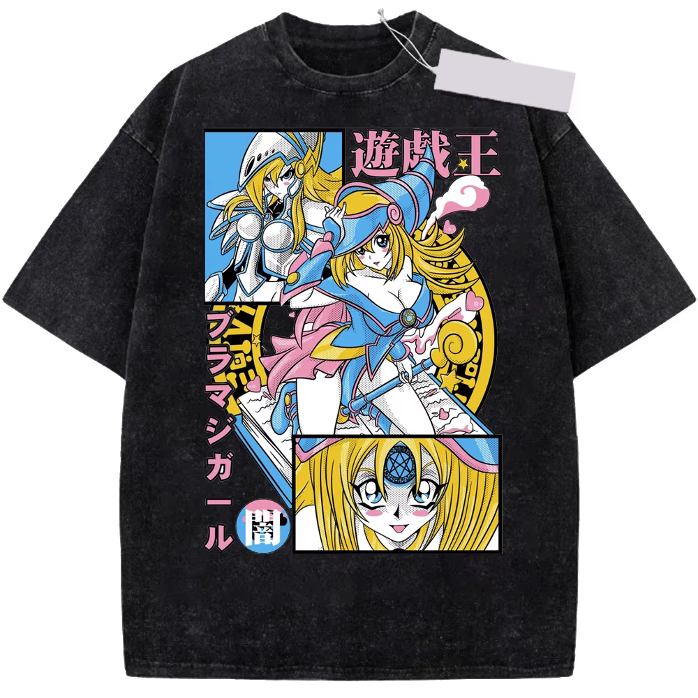 Yu-Gi-Oh! Vintage Lavé et Délavé T-shirt graphique Yugi Muto pour hommes, style rétro anime, en coto