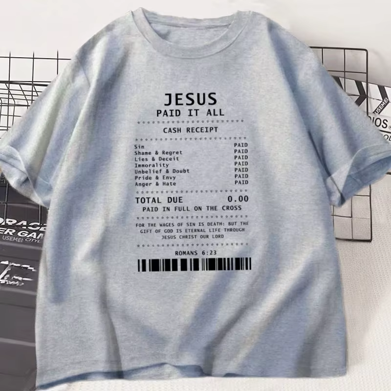 T-shirt chrétien « Jésus a payé tout» – T-shirt « Jésus m'aime » – T-shirts religieux tendance pour 