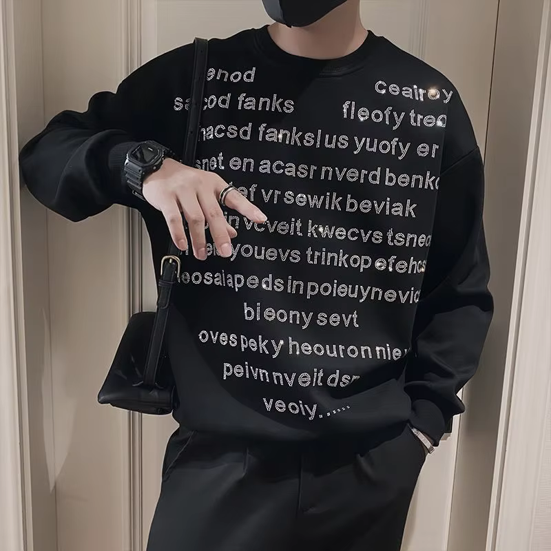 Sweat à capuche avec strass pour hommes, marque tendance, T-Shirt à manches longues, veste décontrac
