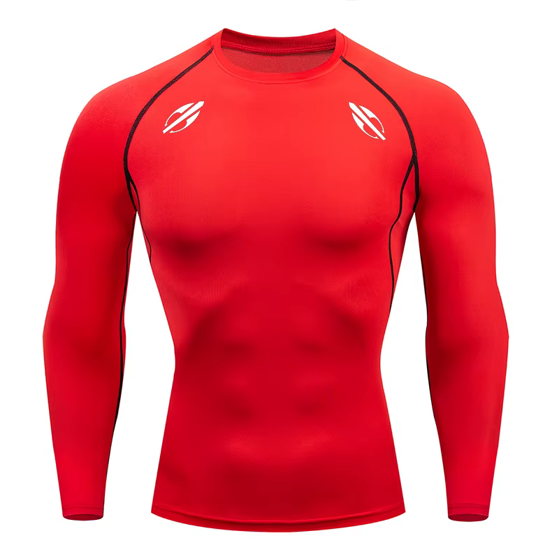 Chemises de compression solides pour hommes, manches longues, athlétiques, anti-transpiration, sous-