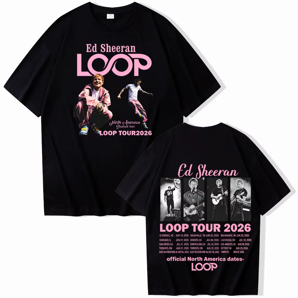 Ed Sheeran Loop Tour 2026 T-shirt homme femme Harajuku chemise décontractée à manches courtes et col