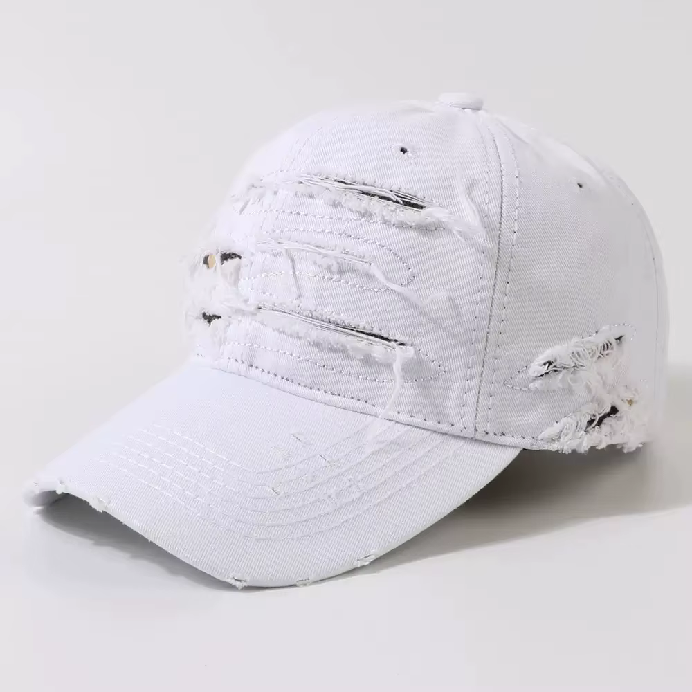 Nouveaux chapeaux de baseball à bords déchirés pour hommes et femmes, vieux casquettes à bord incurv