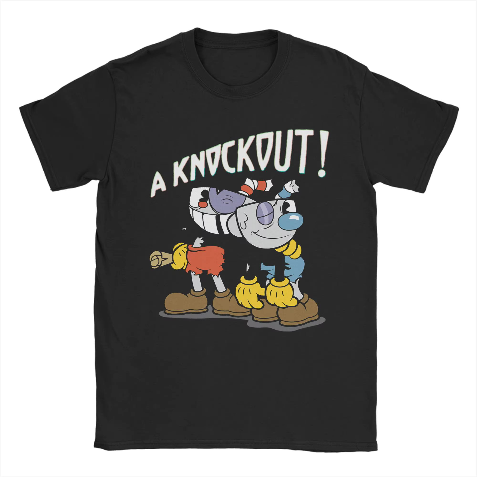 Knockout Cuphead t-shirt pour hommes t-shirt décontracté à manches courtes col rond T-Shirts en coto