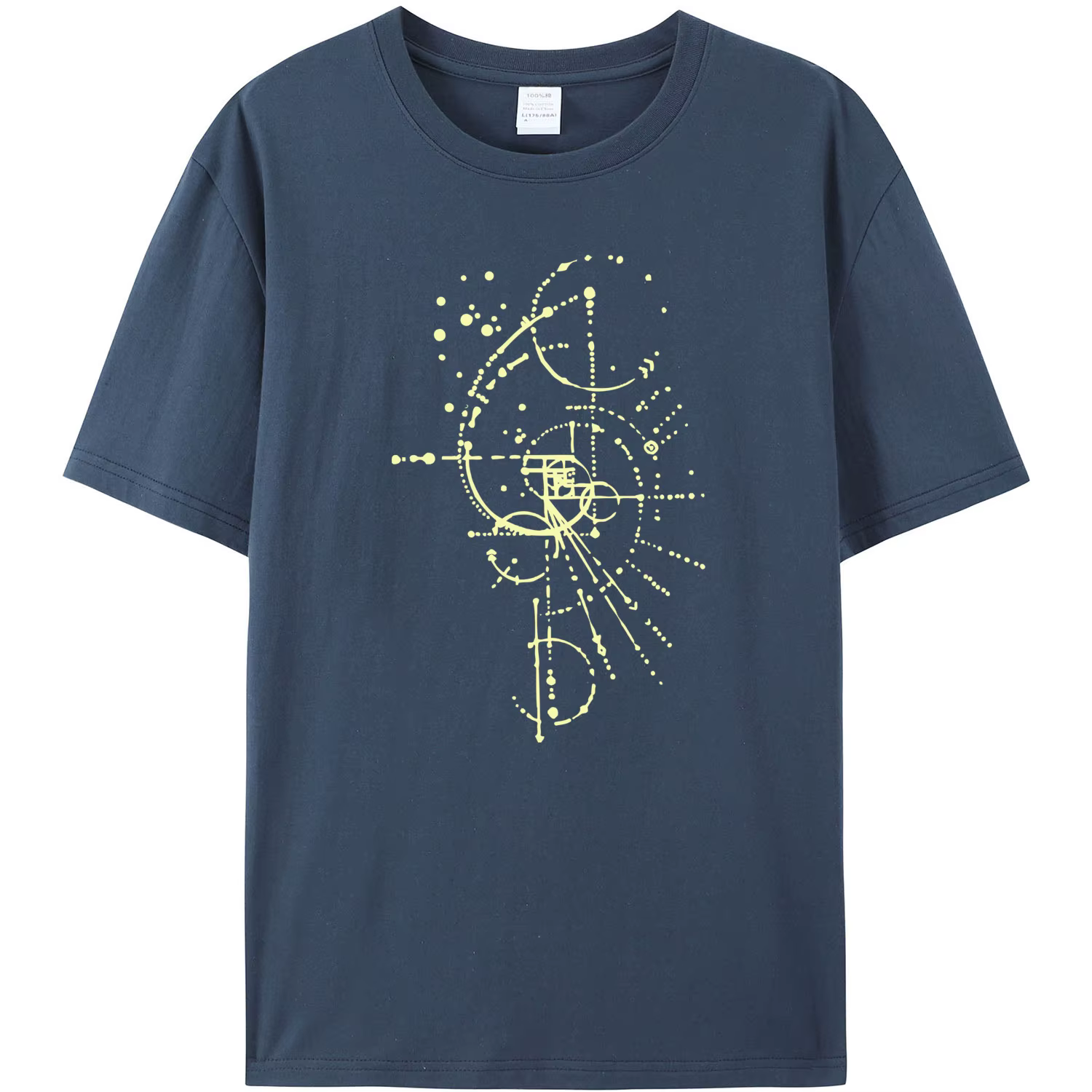 T-shirt décontracté imprimé à manches courtes pour homme, édition dorée Fibonacci, motif rectangulai