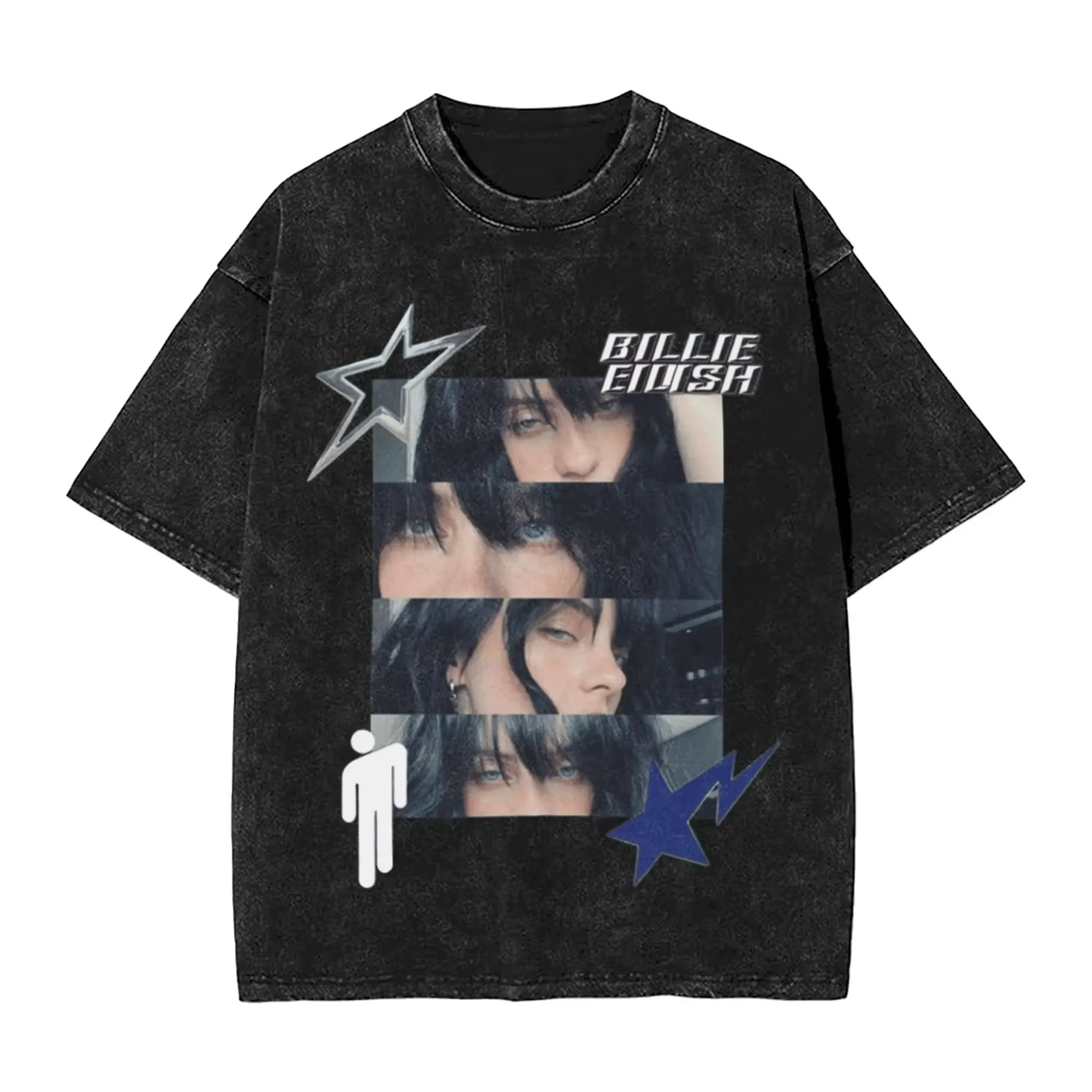 T-shirt unisexe Billie Eilish avec impression graphique amusante, style vintage, en coton délavé, co