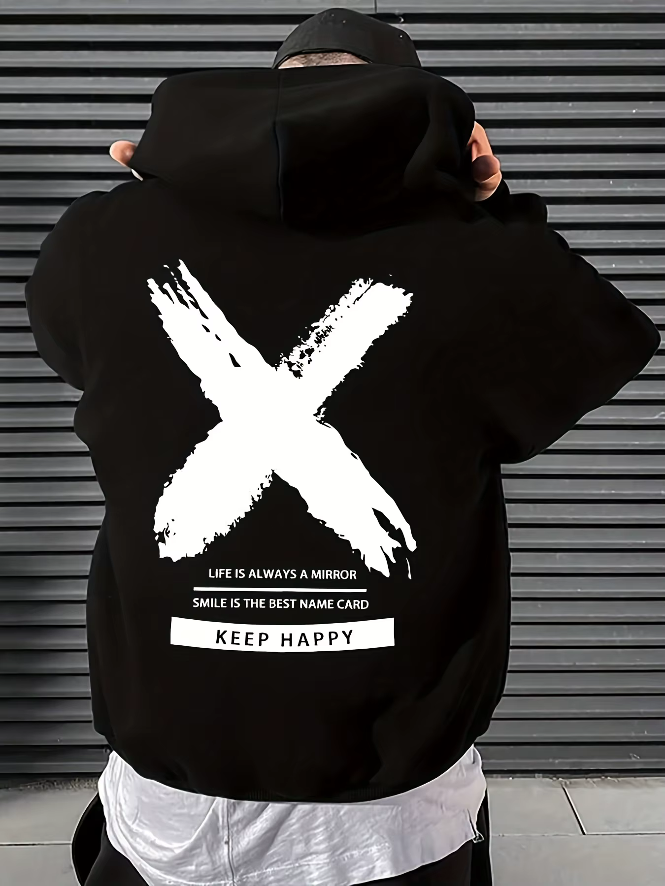 Sweat-shirt à capuche pour homme, style streetwear, hip-hop, avec imprimé lettres, adapté aux vêteme