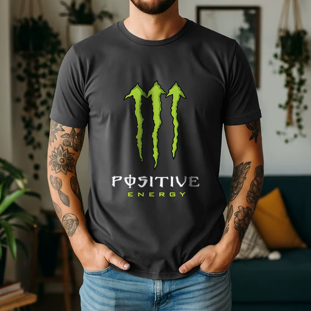 Nouveau T-shirt Oversize Homme 2026 100% Coton, Motif Griffe de Monstre Esthétique Boisson Énergisan