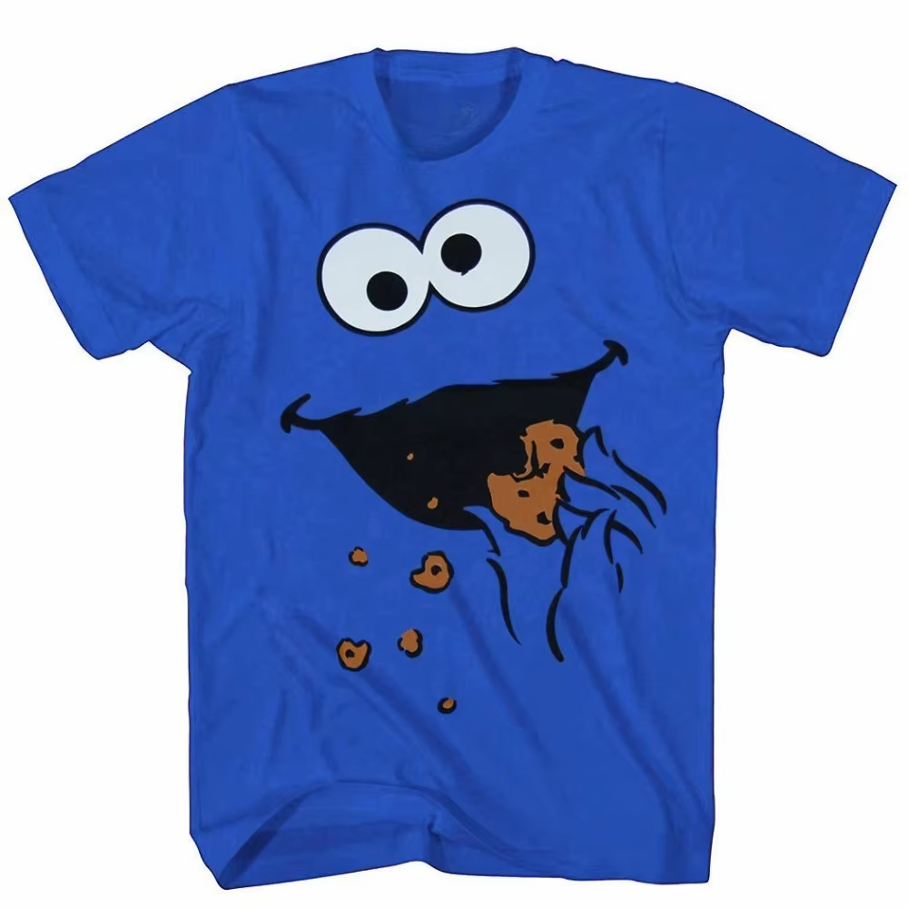 T-shirt unisexe décontracté et tendance pour homme, motif Monstre des biscuits de Sesame Street, nou