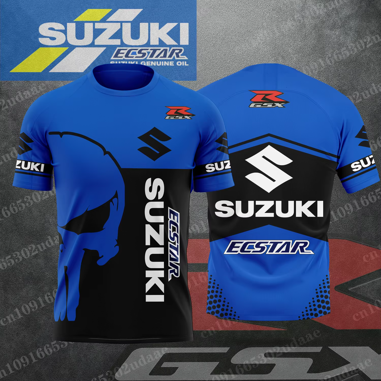 T-shirt pour hommes avec logo de moto Suzuki bleu, nouvelle collection été 2026, pour le sport quoti