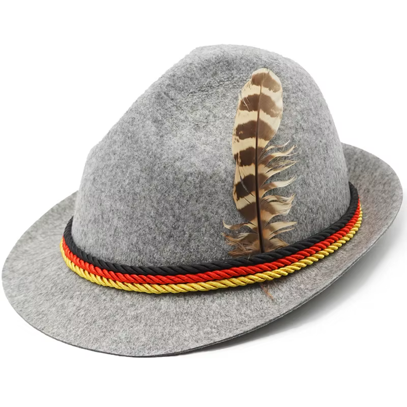 Chapeau Alpin Allemand, Chapeau d'Oktoberfest Allemand, Casquette Alpin Bavaroise, Fedora en Feutre 