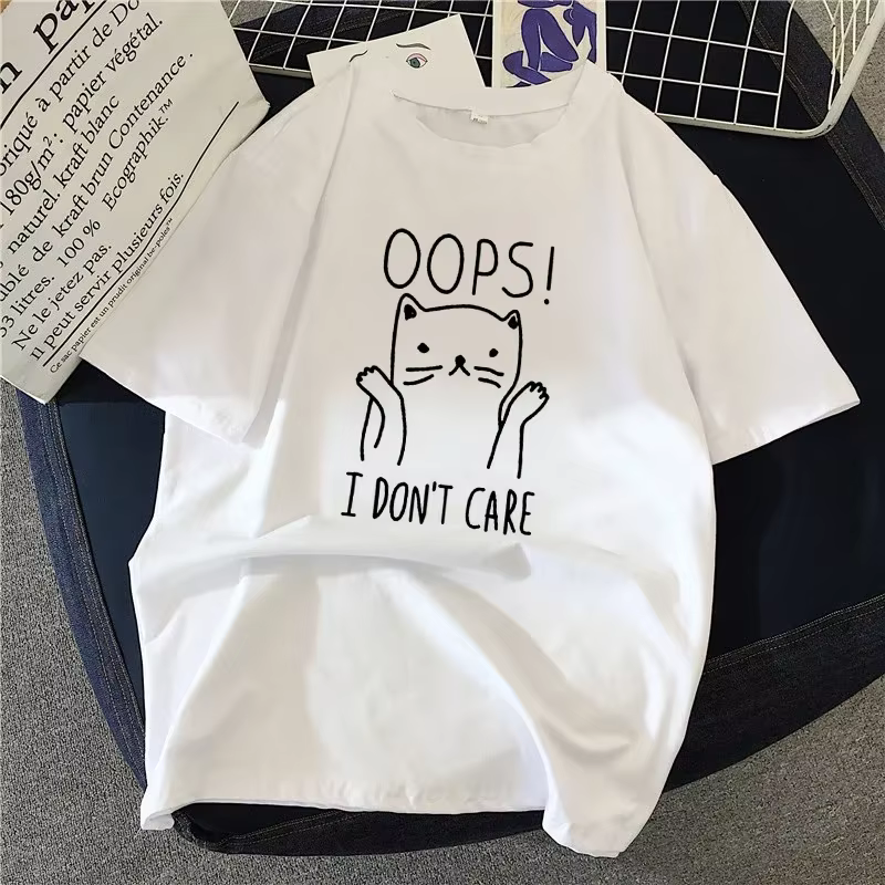 Femmes T-Shirt dessin animé chat groupe imprimé T-Shirt décontracté à manches courtes Couples T-Shir