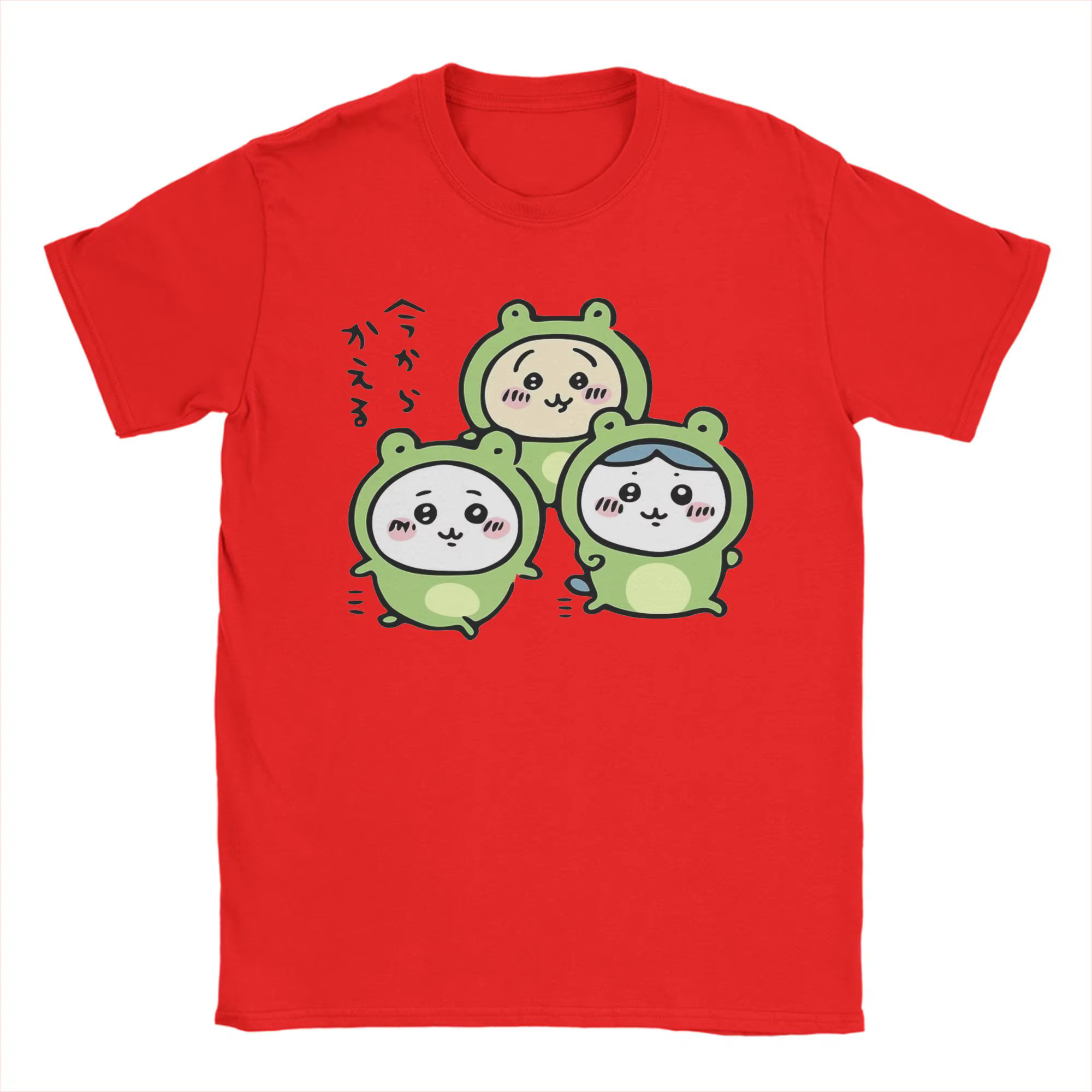 Chiikawas and Friends Frogs Hachiware Usagi T-shirts pour hommes, t-shirts amusants en coton, col ro