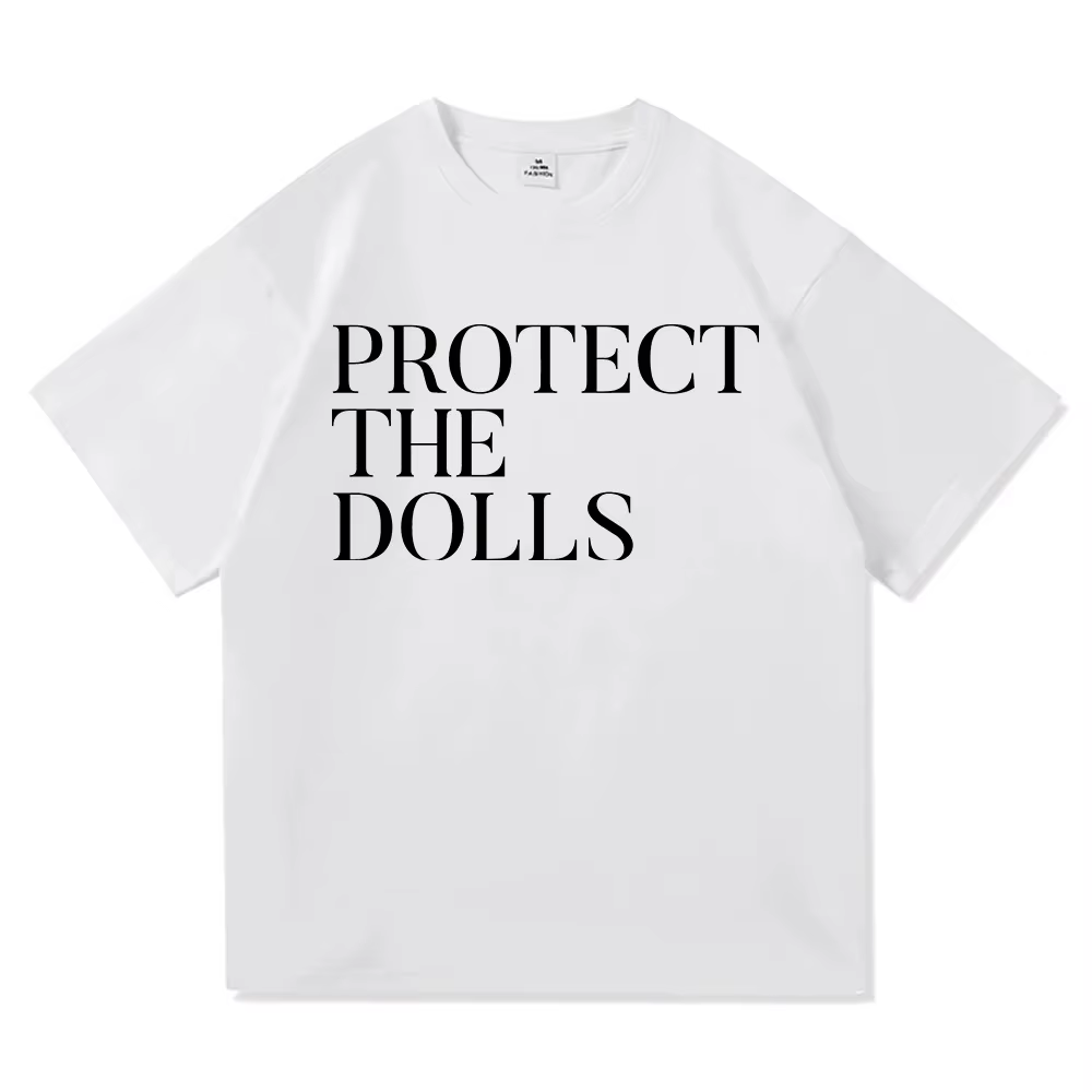 T-shirt unisexe en coton à imprimé graphique 'Protect The Dolls' style Harajuku, décontracté, pour l