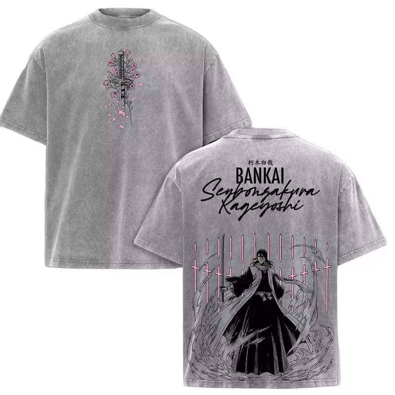T-shirt imprimé Kuchiki Byakuya BLEACH Anime, vêtements pour hommes, t-shirts en coton à manches cou