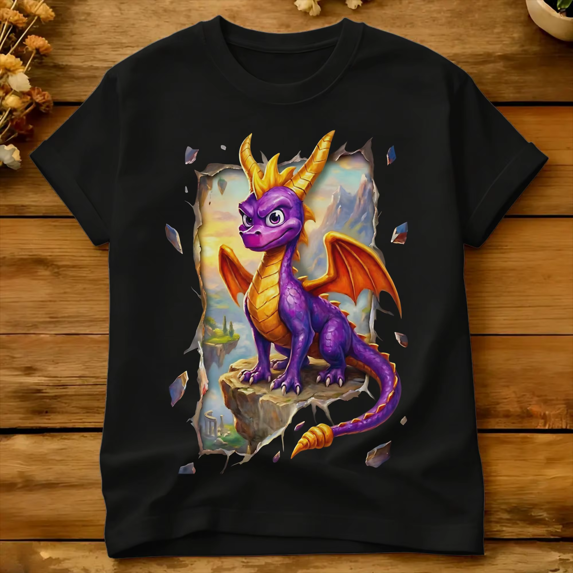 T-Shirt Vintage d'été Spyro The Dragon, T-Shirts fantaisie Spyro 100% coton pour hommes