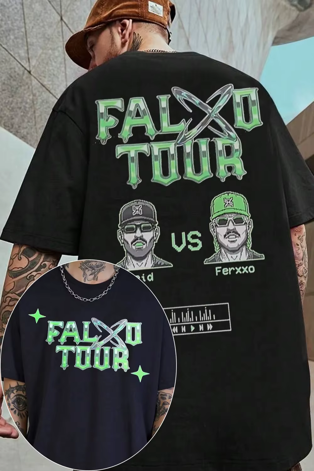 Feid vs Ferxxo: Falxo Tour 2026 Merch T-shirt en coton, vêtements unisexes pour hommes et femmes, T-