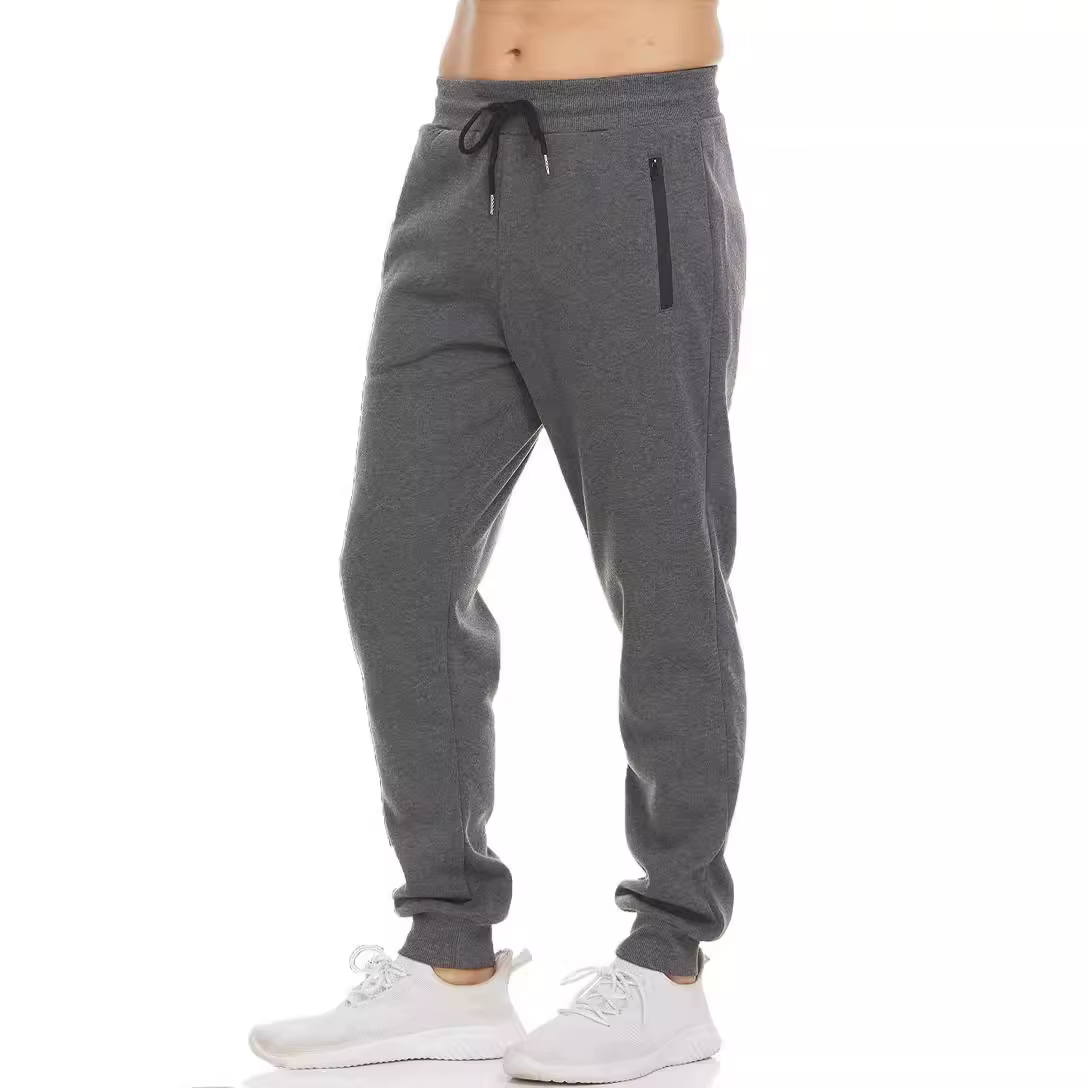 Pantalon cargo monochrome avec poches zippées pour hommes, pantalons de survêtement, salopette de co