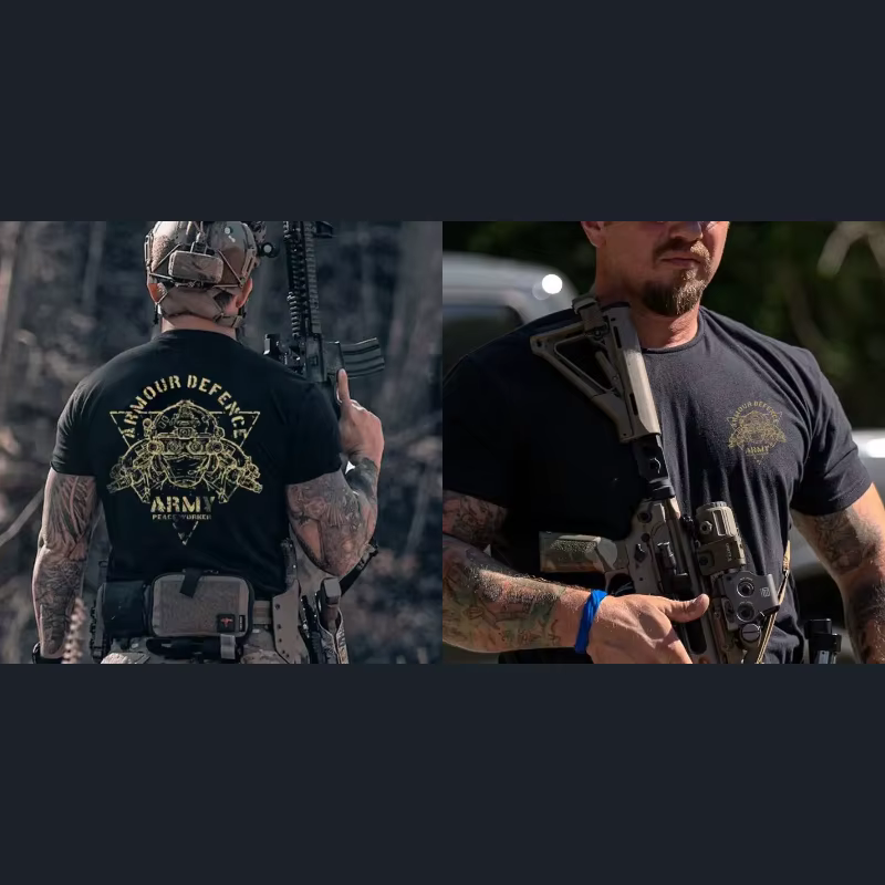 T-shirt graphique Armour Defense Army Peacekeeper pour hommes et femmes, en coton, à manches courtes