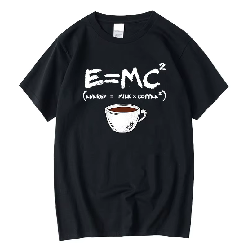 T-shirt pour hommes 100% coton, décontracté, drôle, imprimé Energy=Milk+Coffee, col rond, haut cool 
