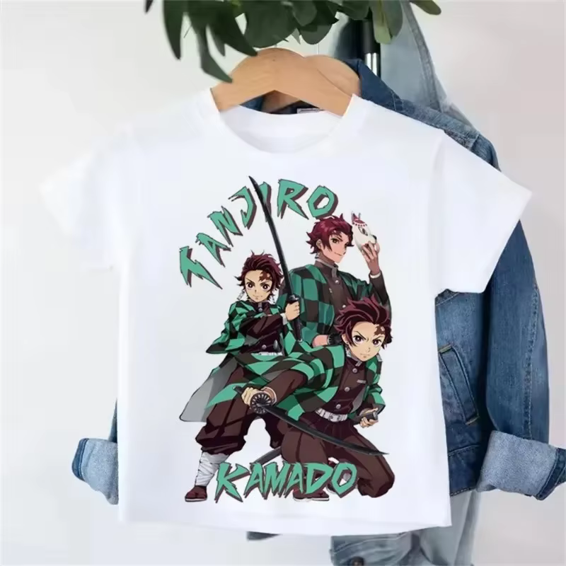 T-shirt Anime Demon Slayer Tanjiro Kamado pour hommes, femmes et enfants, t-shirt graphique en coton