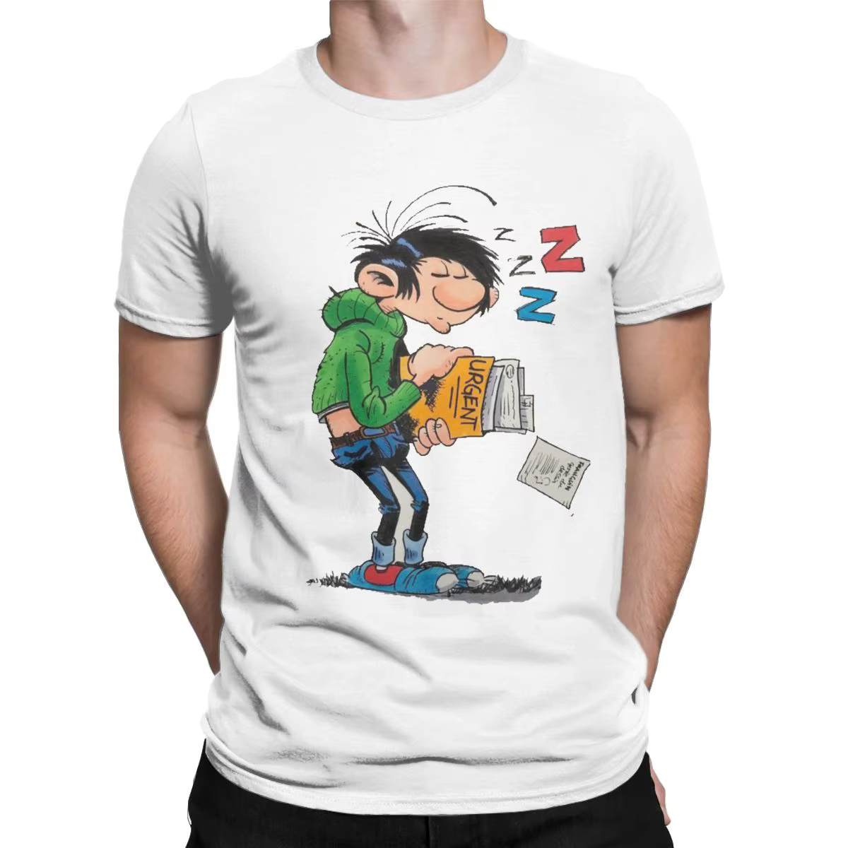 T-Shirt homme Gaston Lagaffe Magazine Book drôle pur coton T-Shirt à manches courtes belgique dessin