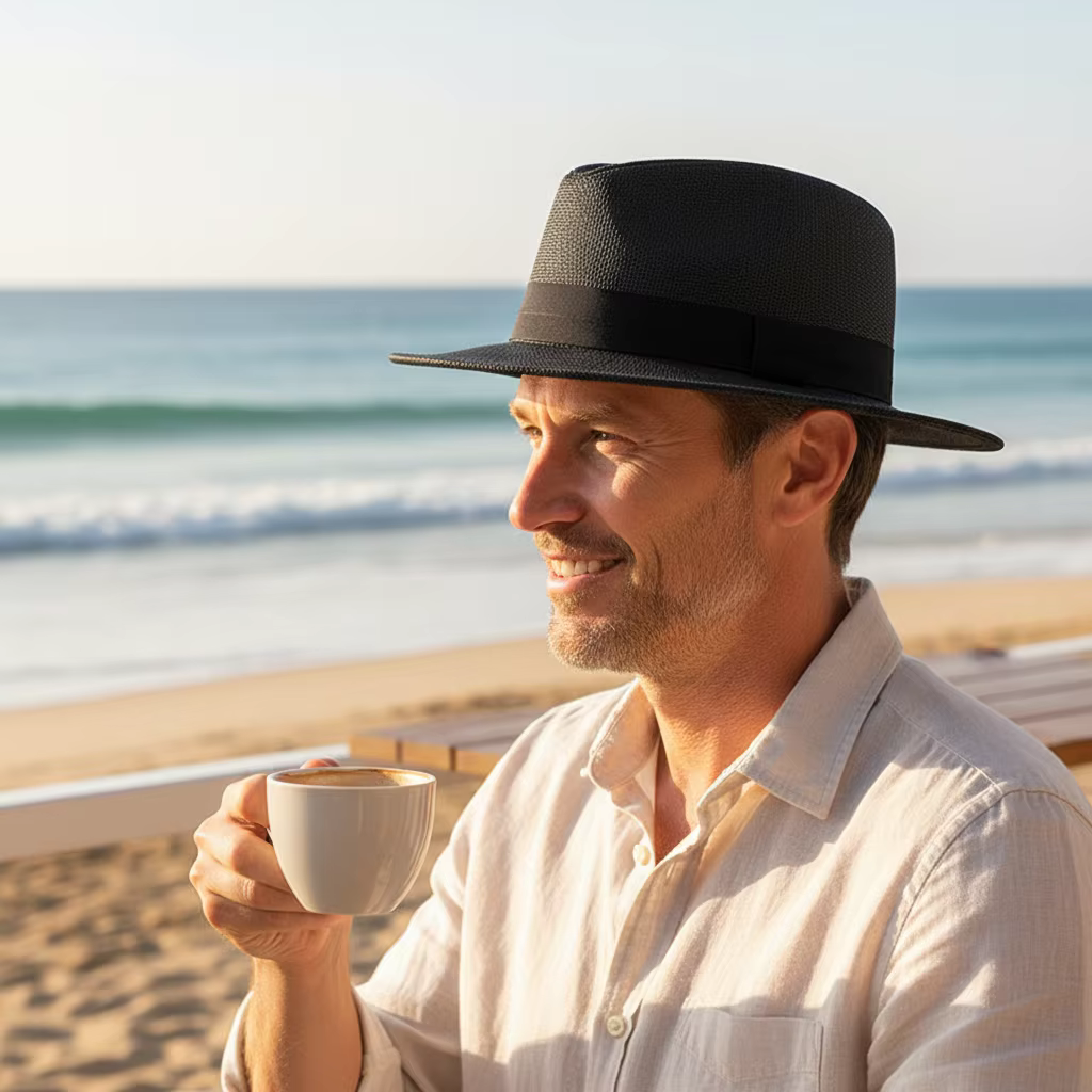 Casquette de pêche portable pour hommes, chapeau de paille d'été à large bord, protection solaire, c