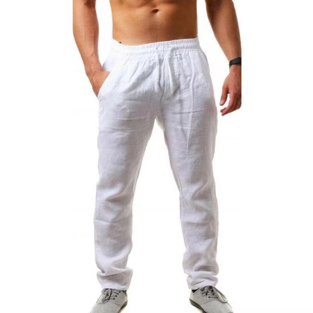 Pantalon en coton et lin pour homme, respirant, couleur unie, Fitness, Streetwear, nouvelle collecti
