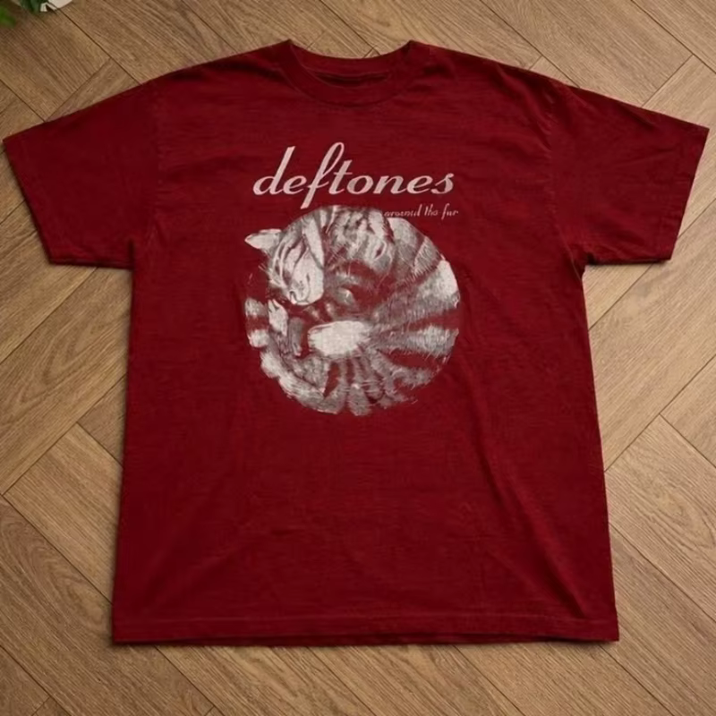 Deftones Red Band T-shirt Rock Music Casual loose couple pure cotton streetwear shirt graphic t shir